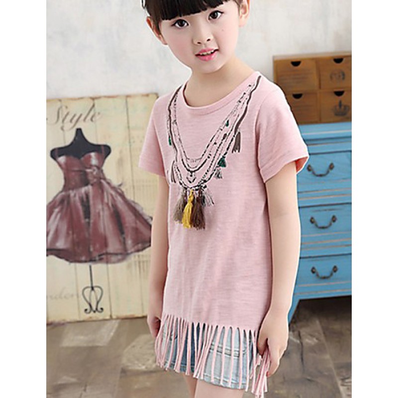 Girl's Casual/Daily Solid BlouseCotton / Bamboo Fiber Summer Blue / Pink / White  