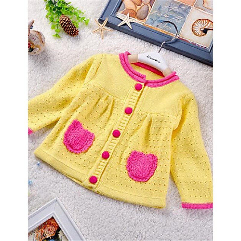 Girl's Casual/Daily Solid Sweater & Cardigan,Cotton Spring / Fall Pink / Yellow / Gray  