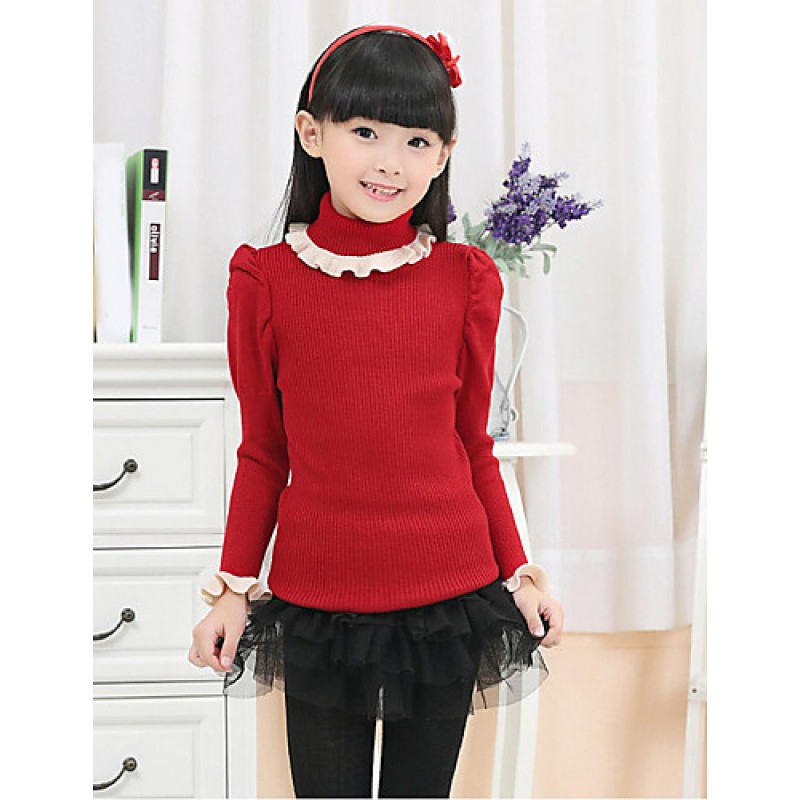 Girl's Casual/Daily Solid Sweater & Cardigan,Polyester Winter / Spring / Fall Pink / Red  