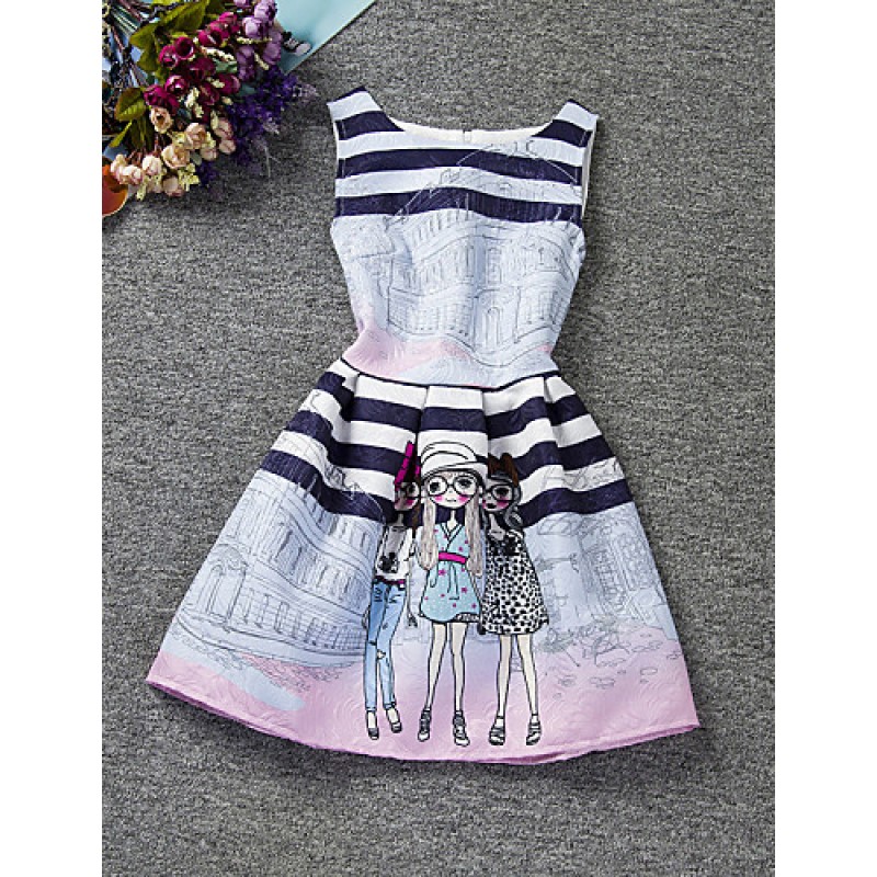 Girl's Pink Dress,Cartoon Polyester Summer  