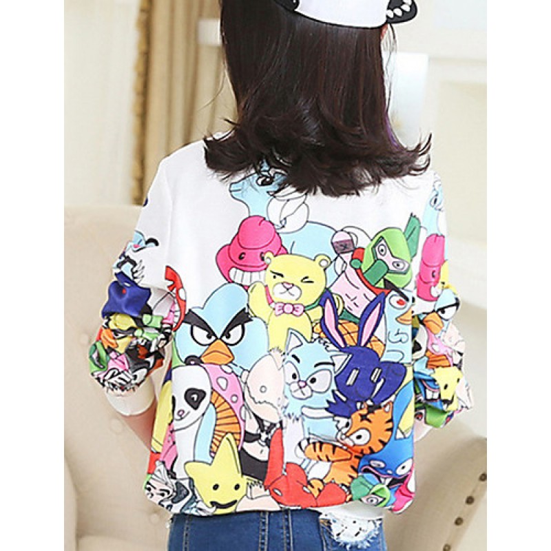 Girl's Cotton Spring/Autumn Fashion Cartoon Print Long Sleeve Round Neck Sweatshirt Blouse Casual/Daily Clothes  