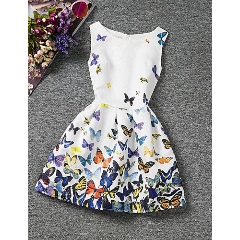 Girl's Cotton Summer Sleeveless Floral Print Pattern Print Dress  