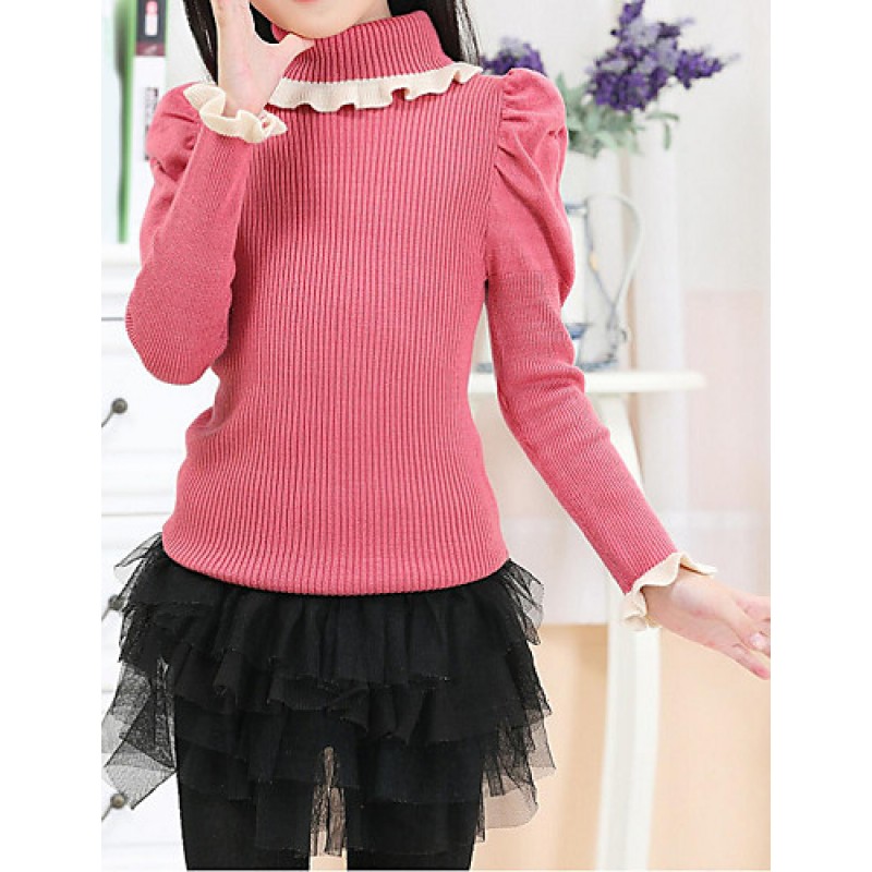 Girl's Casual/Daily Solid Sweater & Cardigan,Polyester Winter / Spring / Fall Pink / Red  