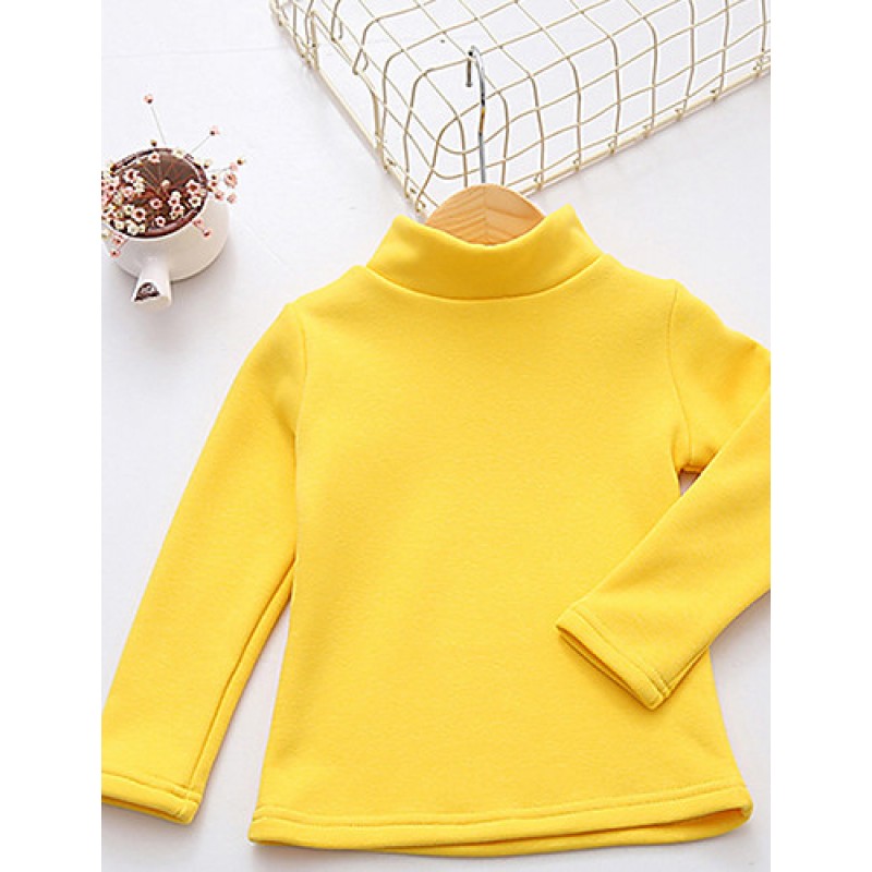 Girl Casual/Daily Solid Blouse,Cotton Winter Long Sleeve  