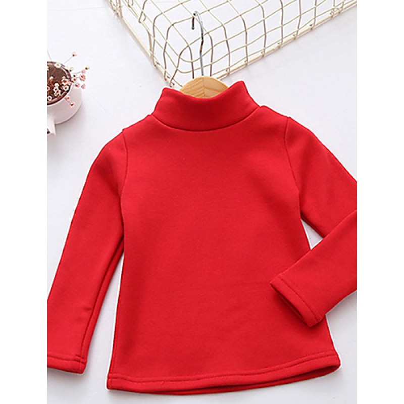 Girl Casual/Daily Solid Blouse,Cotton Winter Long Sleeve  