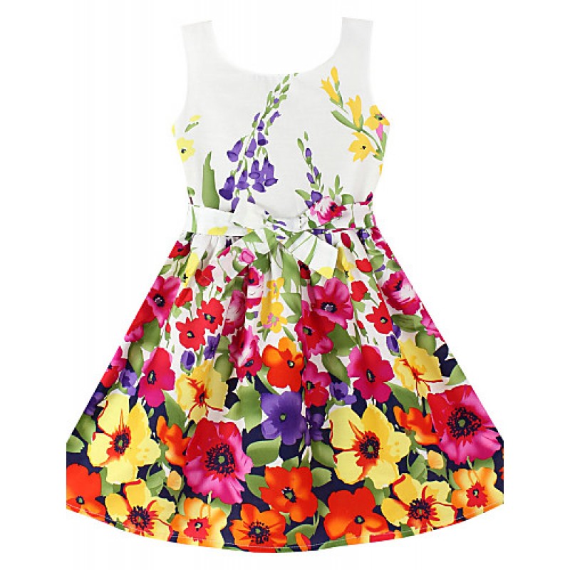 Girl's Fashion Flower Print  Party Princ...