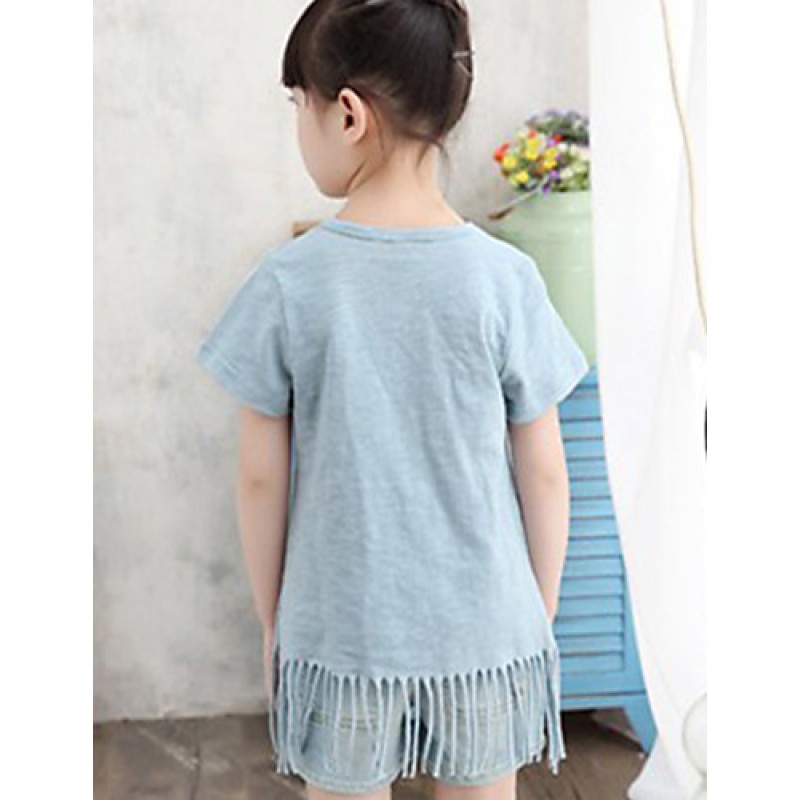 Girl's Casual/Daily Solid BlouseCotton / Bamboo Fiber Summer Blue / Pink / White  