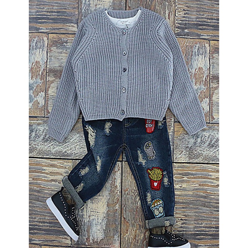 Girl's Casual/Daily Solid Sweater & CardiganCotton Spring / Fall Blue / Gray  