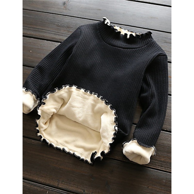 Girl Casual/Daily Solid Blouse,Cotton Winter Long Sleeve  