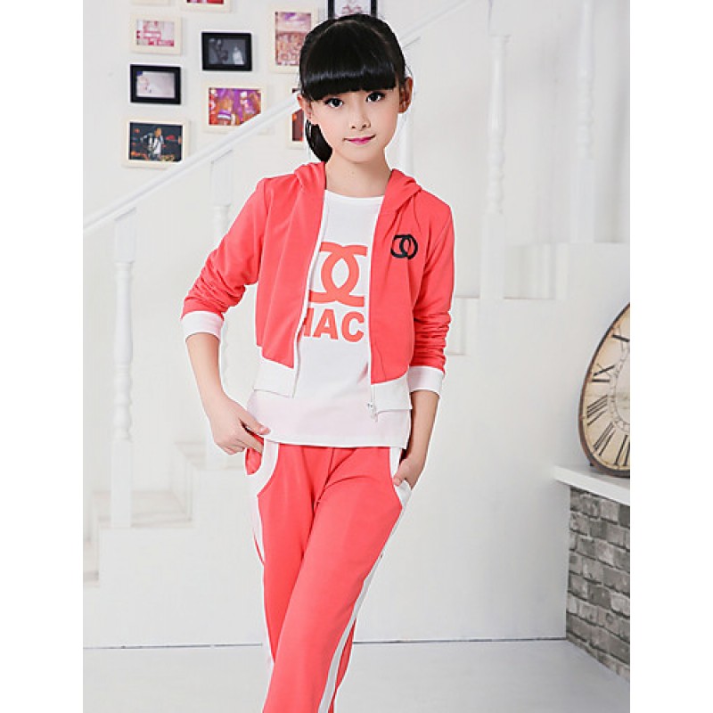 Girl's Cotton Spring/Autumn Tracksuit Fashion Hoodies Sweatshirt Kids Three-piece Set  