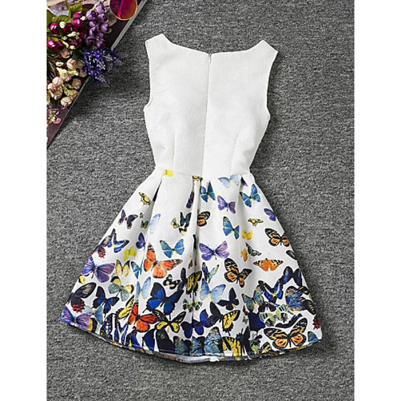 Girl's Cotton Summer Sleeveless Floral Print Pattern Print Dress  