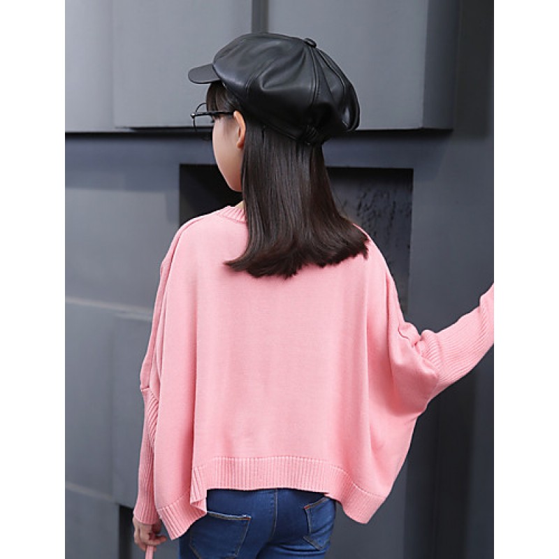 Girl's Casual/Daily Solid Sweater & CardiganCotton Fall Pink  