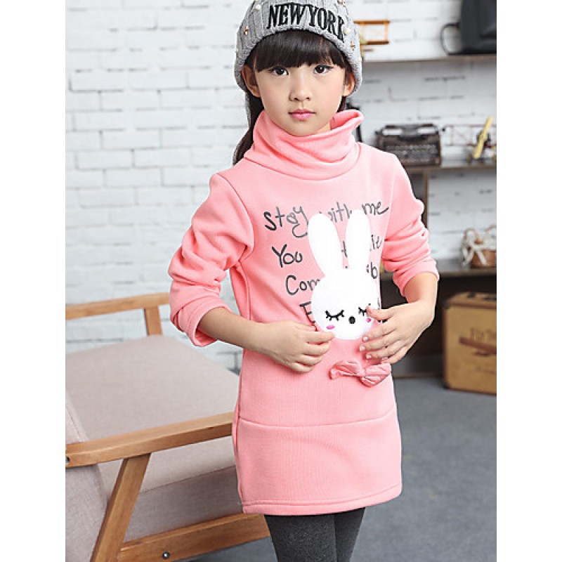 Girl's Wild Cartoon Letter Print Fleece Lined Thickness Hoodie  