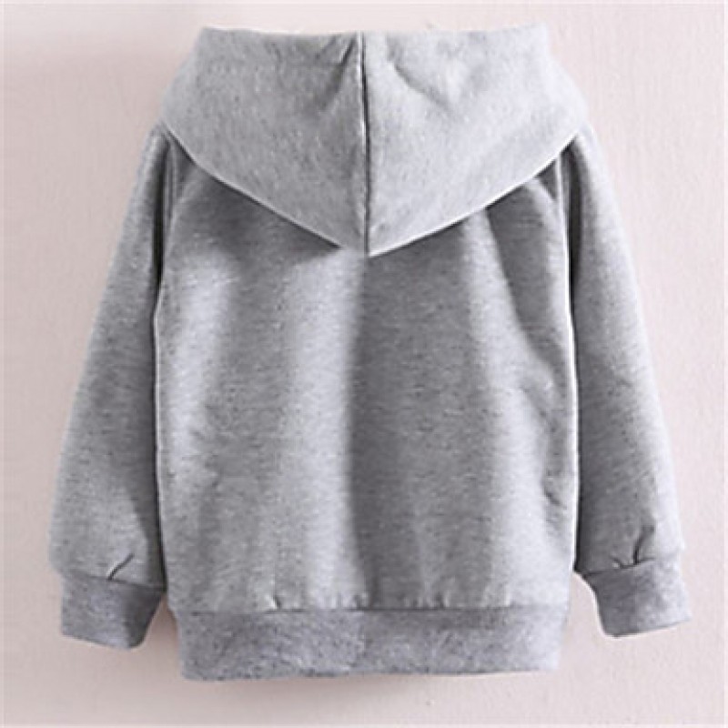 Girl's Pink / Gray Hoodie & Sweatshirt,Cartoon Cotton Winter  