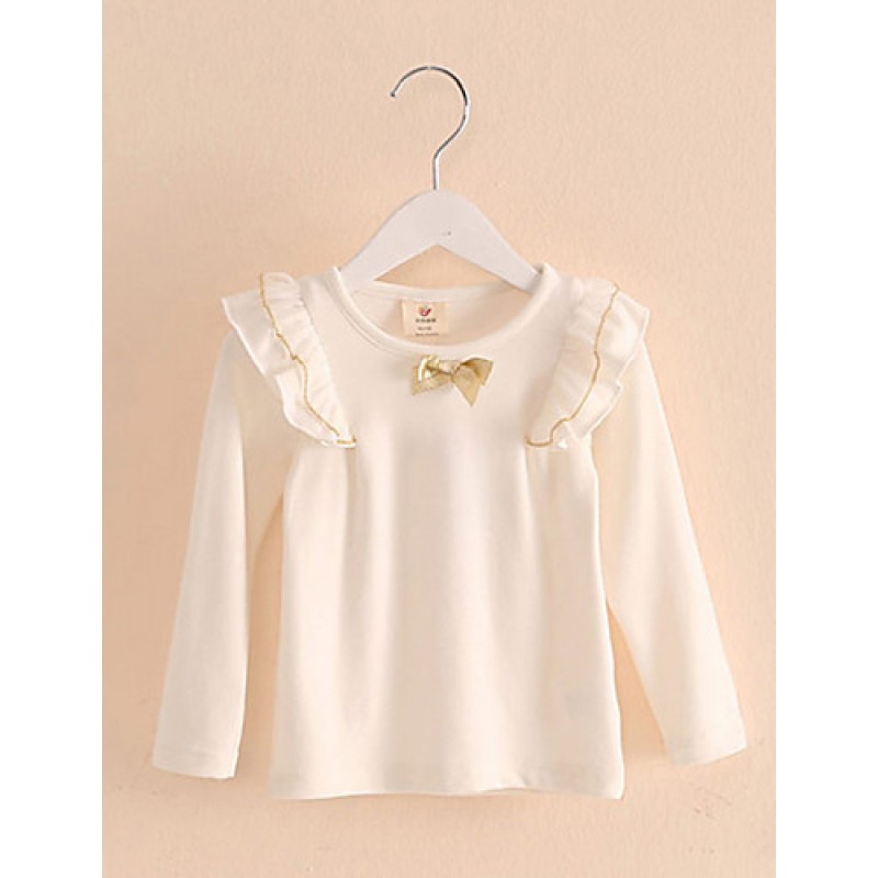 Girl's Purified Cotton Spring/Fall Fashion Casual/Daily Lace Ruffle Blouse Long Sleeves T-shirt  