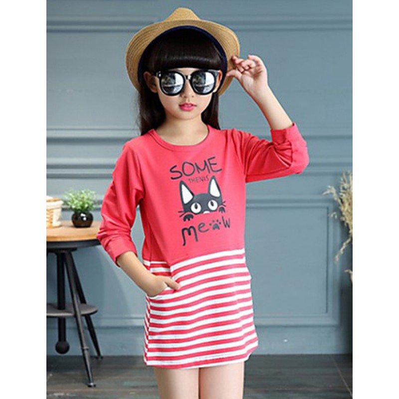 Girl's Casual/Daily Solid TeePolyester Spring / Fall Red / White / Yellow  